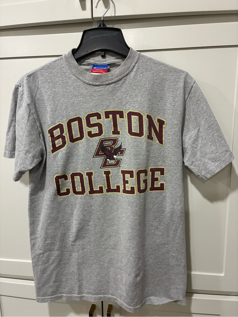 Boston College Gray Marroon and Gold Eagles BC Logo Tee